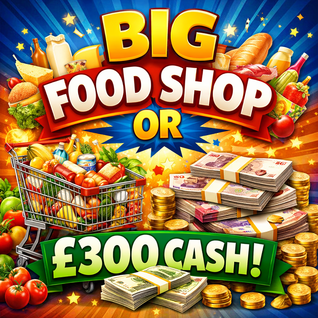 BIG FOOD SHOP OR £300 CASH! 🥦🧀🥩